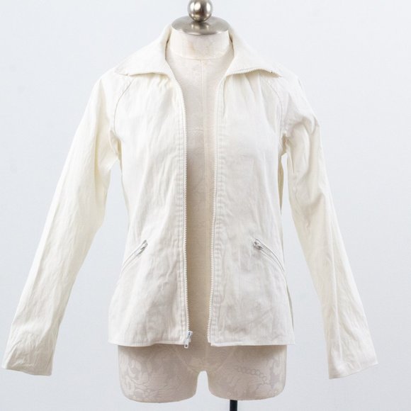 Vintage 90s S 100% Cotton Crisp Heavy Jacket White - Picture 2 of 14